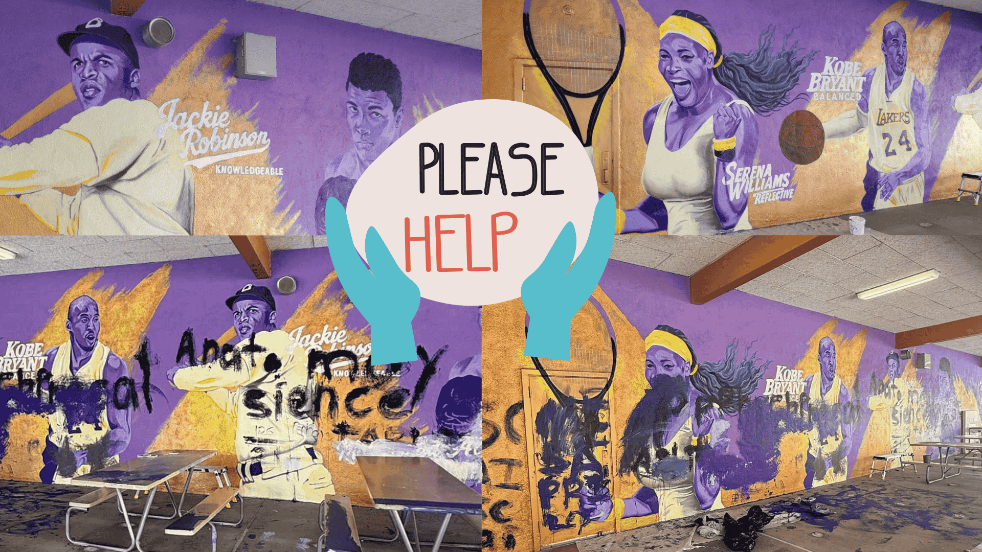 Murals in El Sereno Middle School was vandalized. 

Once a symbol of hope, it's now defaced, help us restore it and uplift the community.
