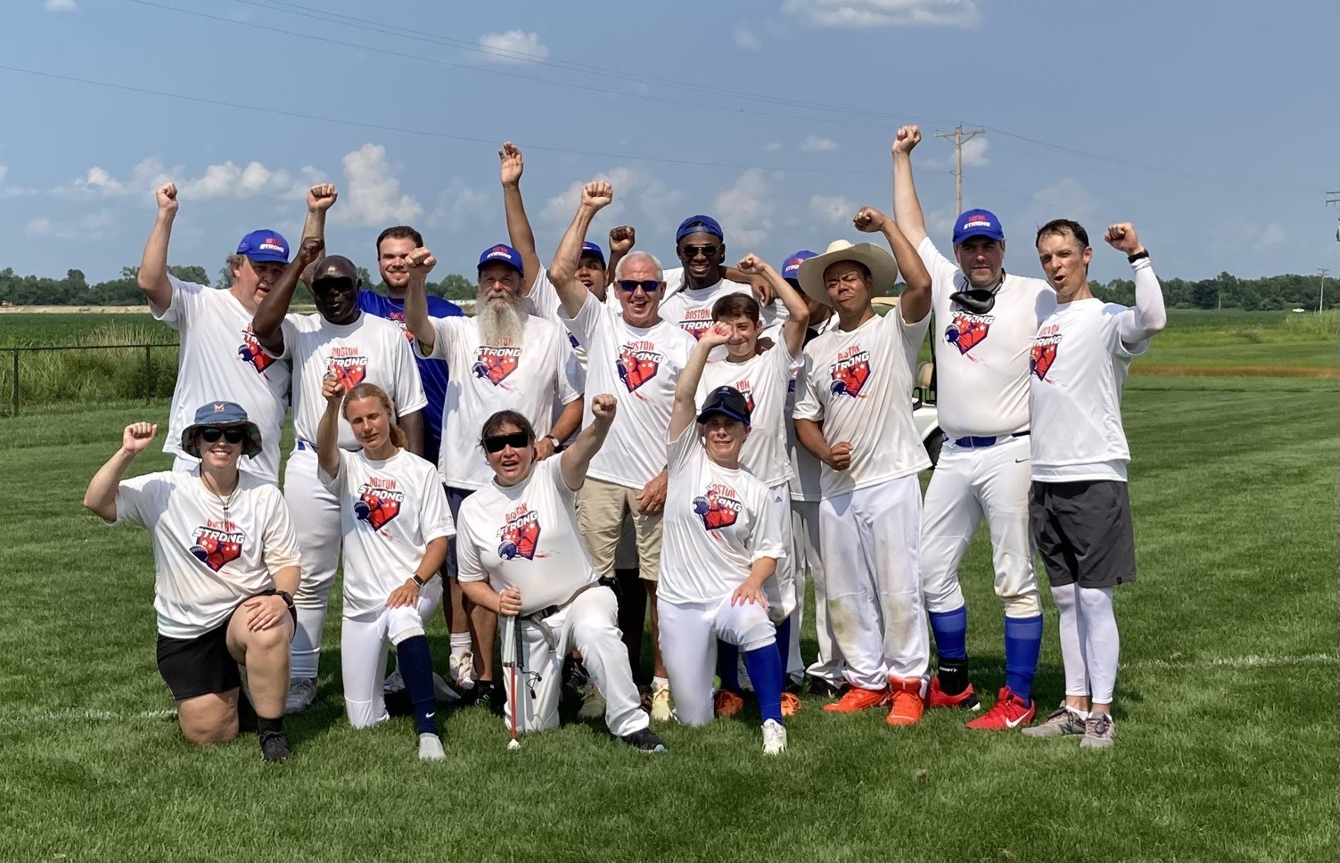A team photo of the Boston Strong, taken in St. Louis this summer at the National Beep Baseball Association World Series
