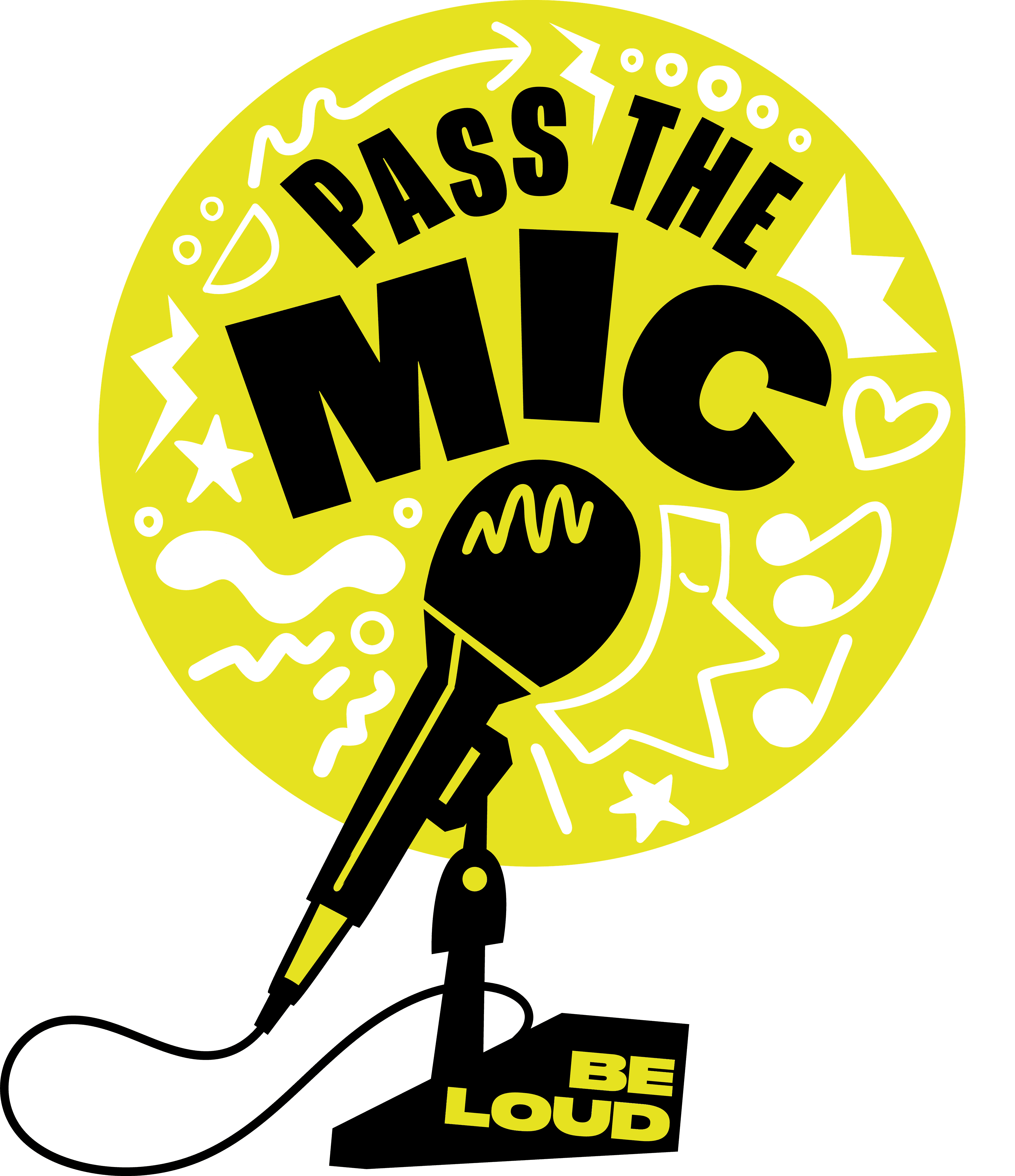 Illustration of two blooming flowers—one pink and one teal—with green stems and leaves.